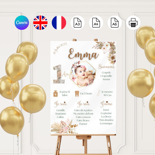 Affiche anniversaire florale Design d'Audrey