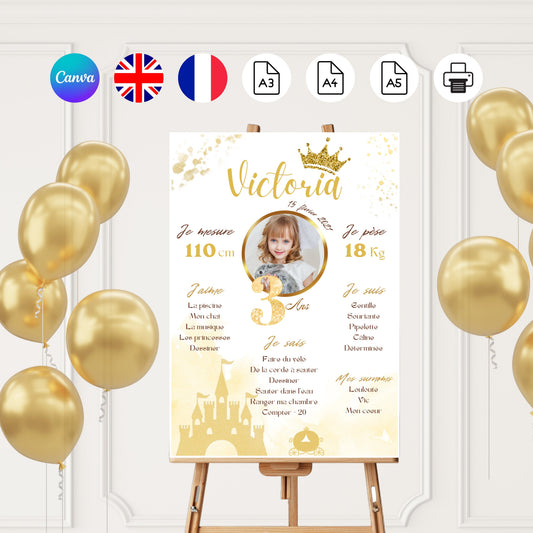 Affiche anniversaire princesse Design d'Audrey