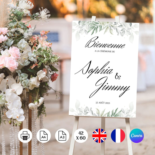 Affiche bienvenue Mariage Design d'Audrey