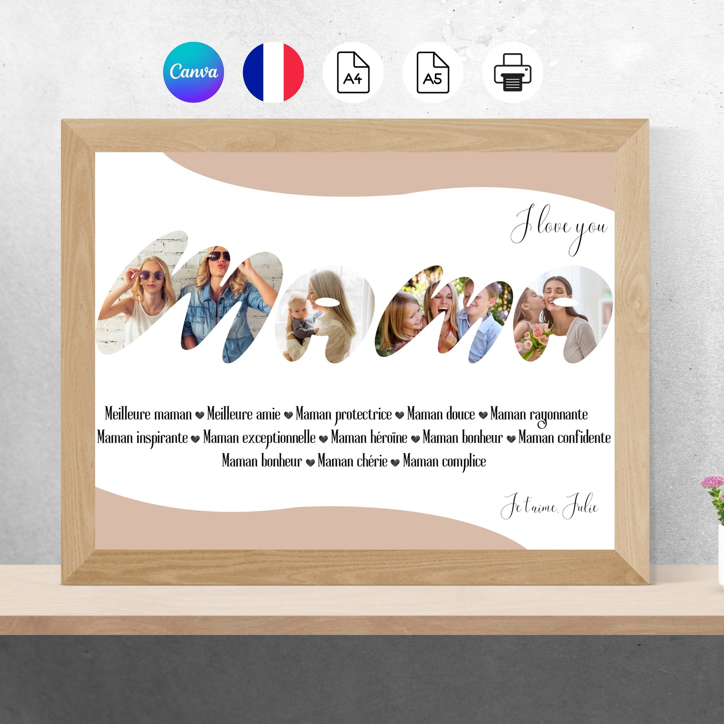 Cadre photo personnalisable MAMAN