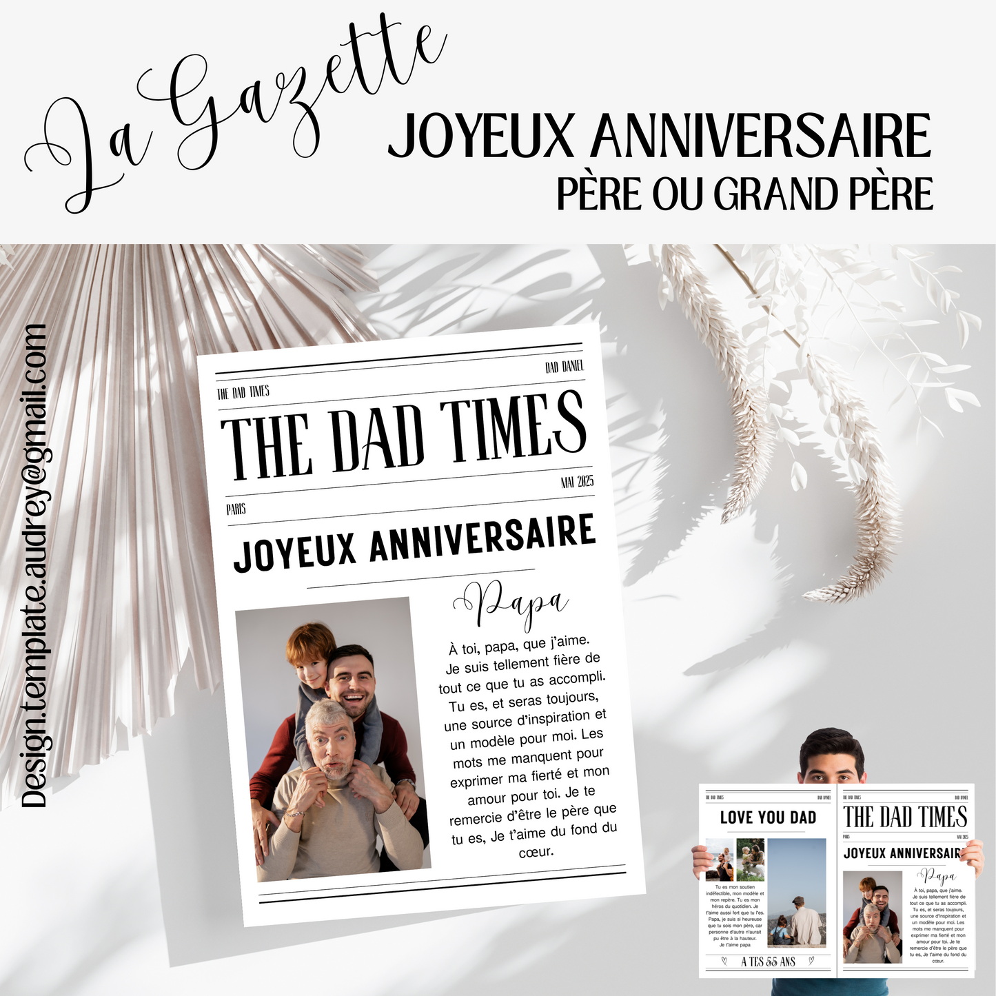 Gazette personnalisable anniversaire père