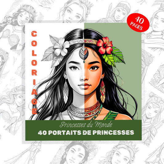Coloriage Princesse du Monde Design d'Audrey