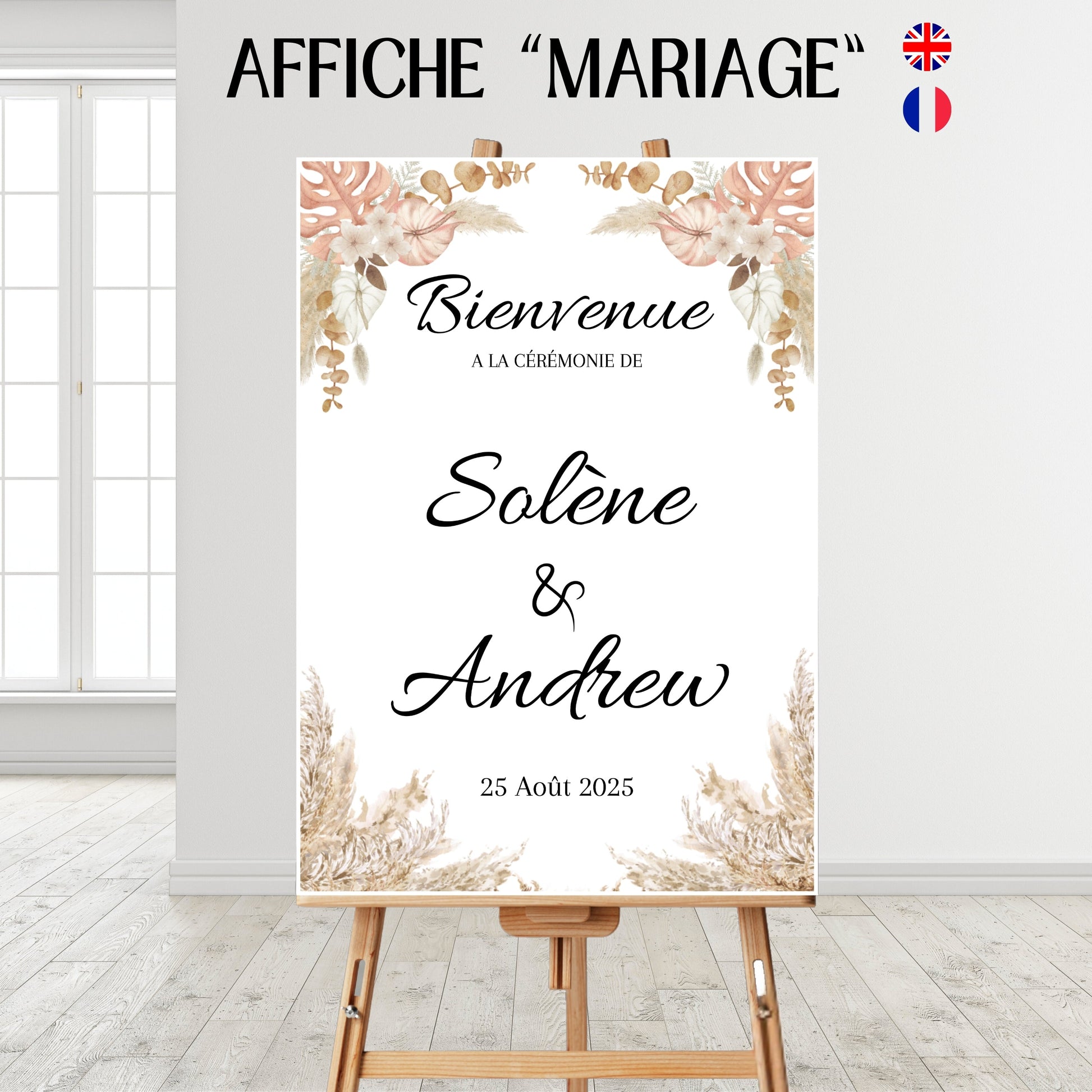 Affiche bienvenue Mariage Design d'Audrey