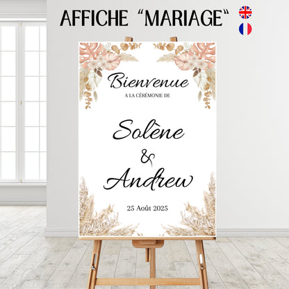 Affiche bienvenue Mariage Design d'Audrey