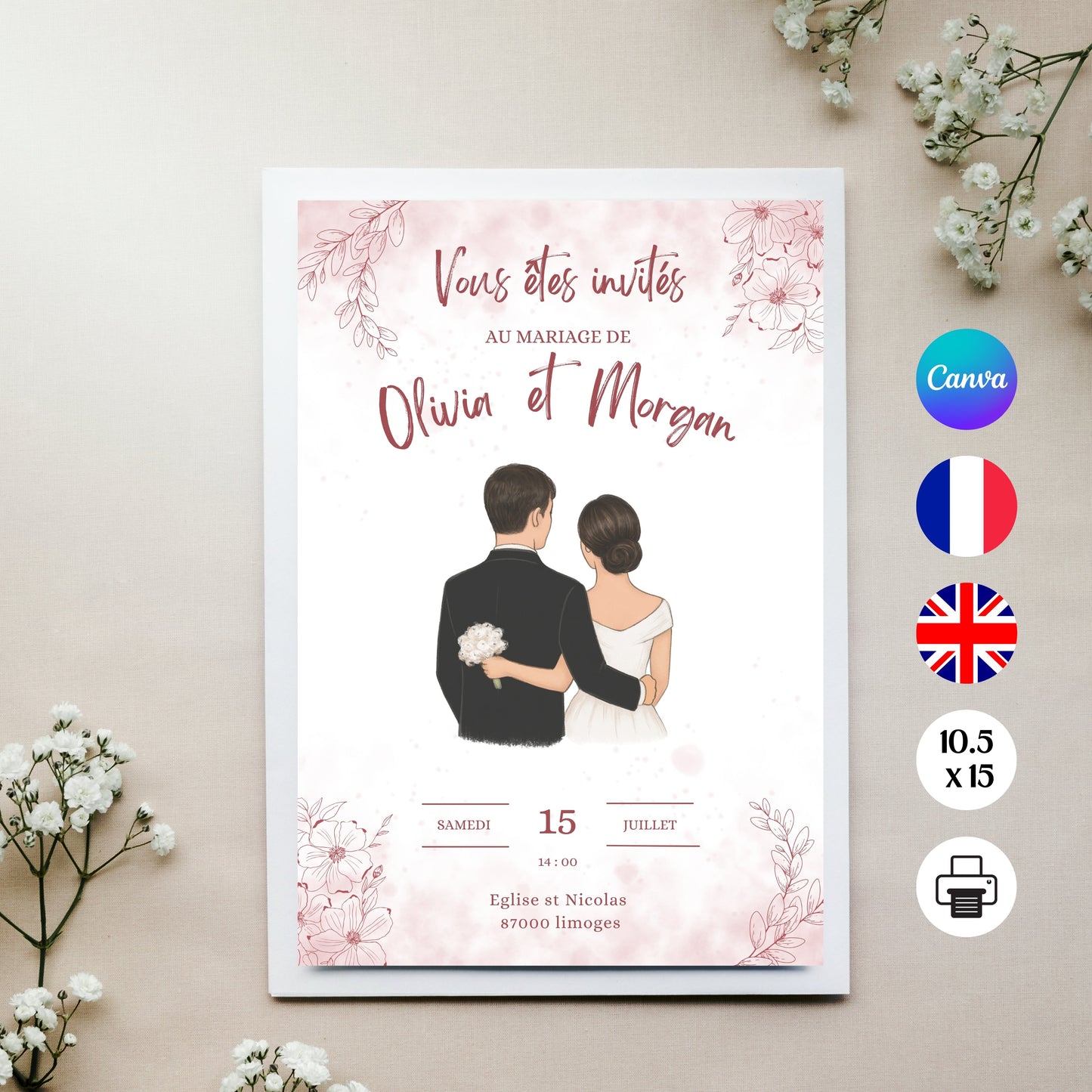 Faire-part de Mariage personnalisé Design d'Audrey