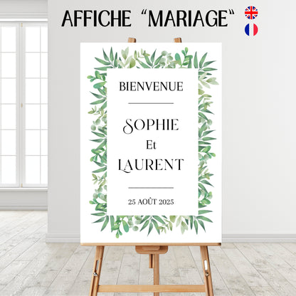Affiche bienvenue Mariage Design d'Audrey