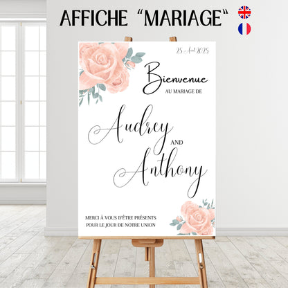 Affiche bienvenue Mariage Design d'Audrey
