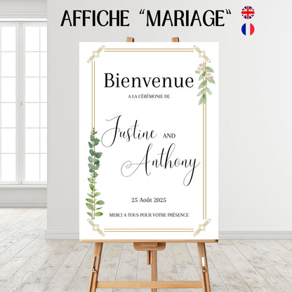 Affiche bienvenue Mariage Design d'Audrey