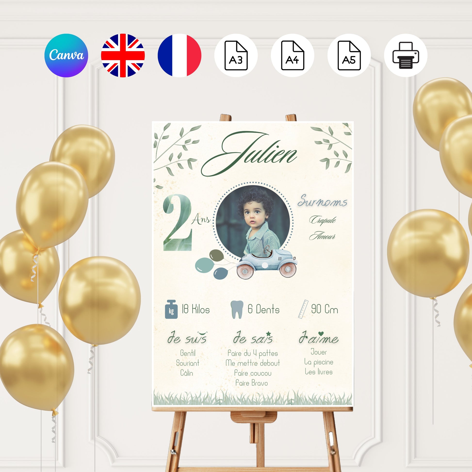 Affiche anniversaire voiture Design d'Audrey