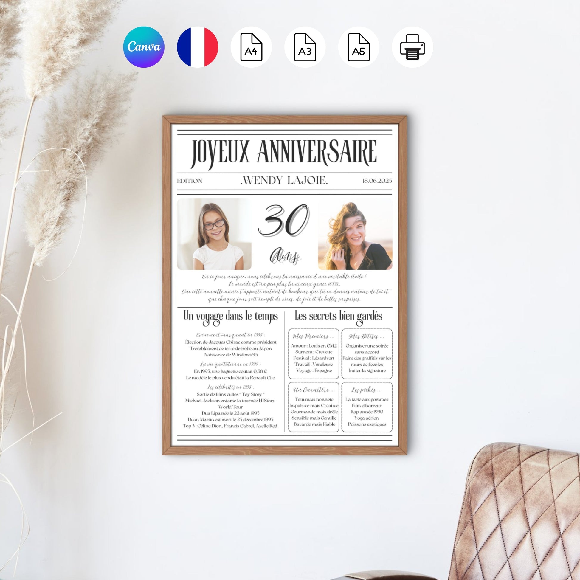 Affiche anniversaire style gazette Design d'Audrey