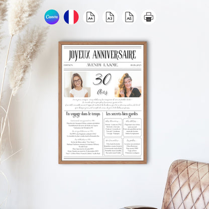 Affiche anniversaire style gazette Design d'Audrey