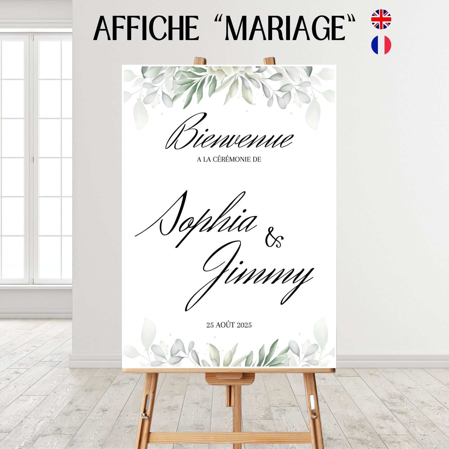 Affiche bienvenue Mariage Design d'Audrey