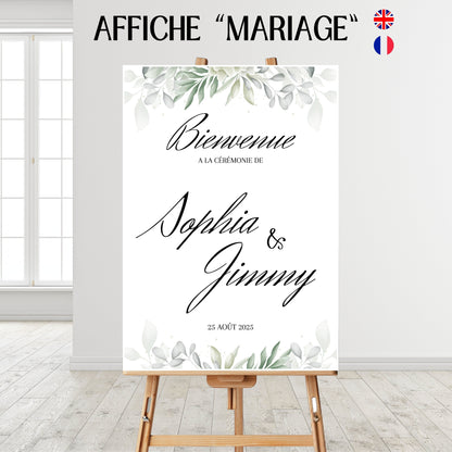 Affiche bienvenue Mariage Design d'Audrey
