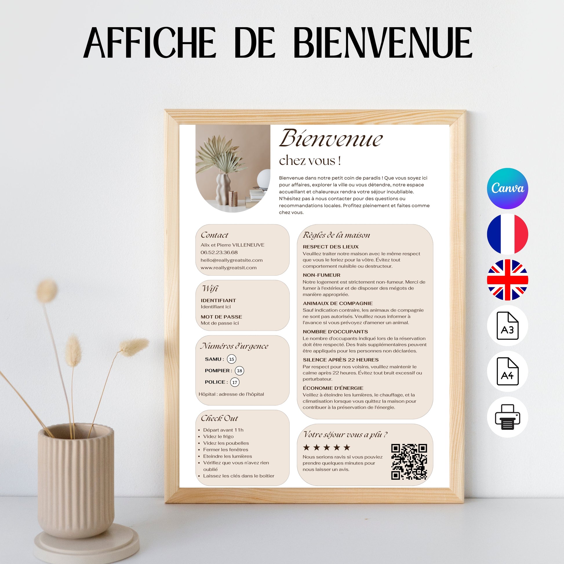 Affiche de bienvenue Design d'Audrey