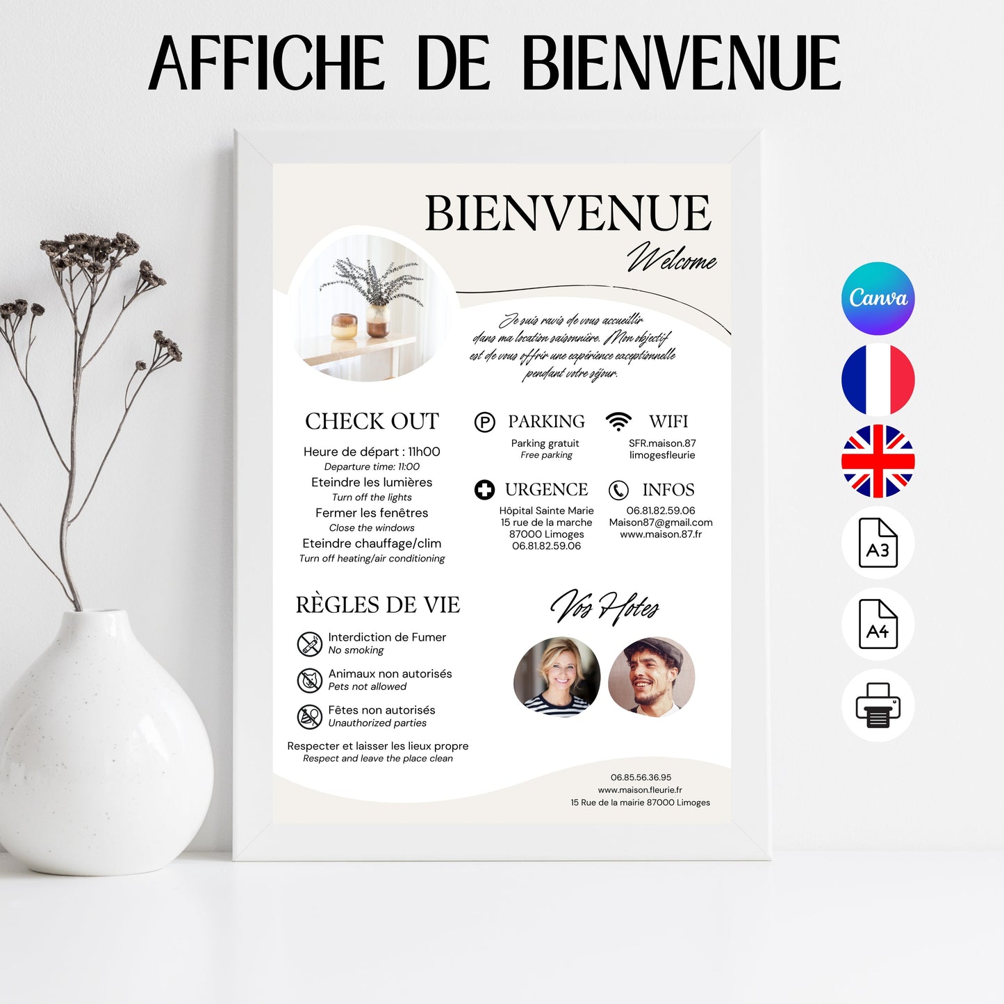 Affiche de bienvenue Design d'Audrey
