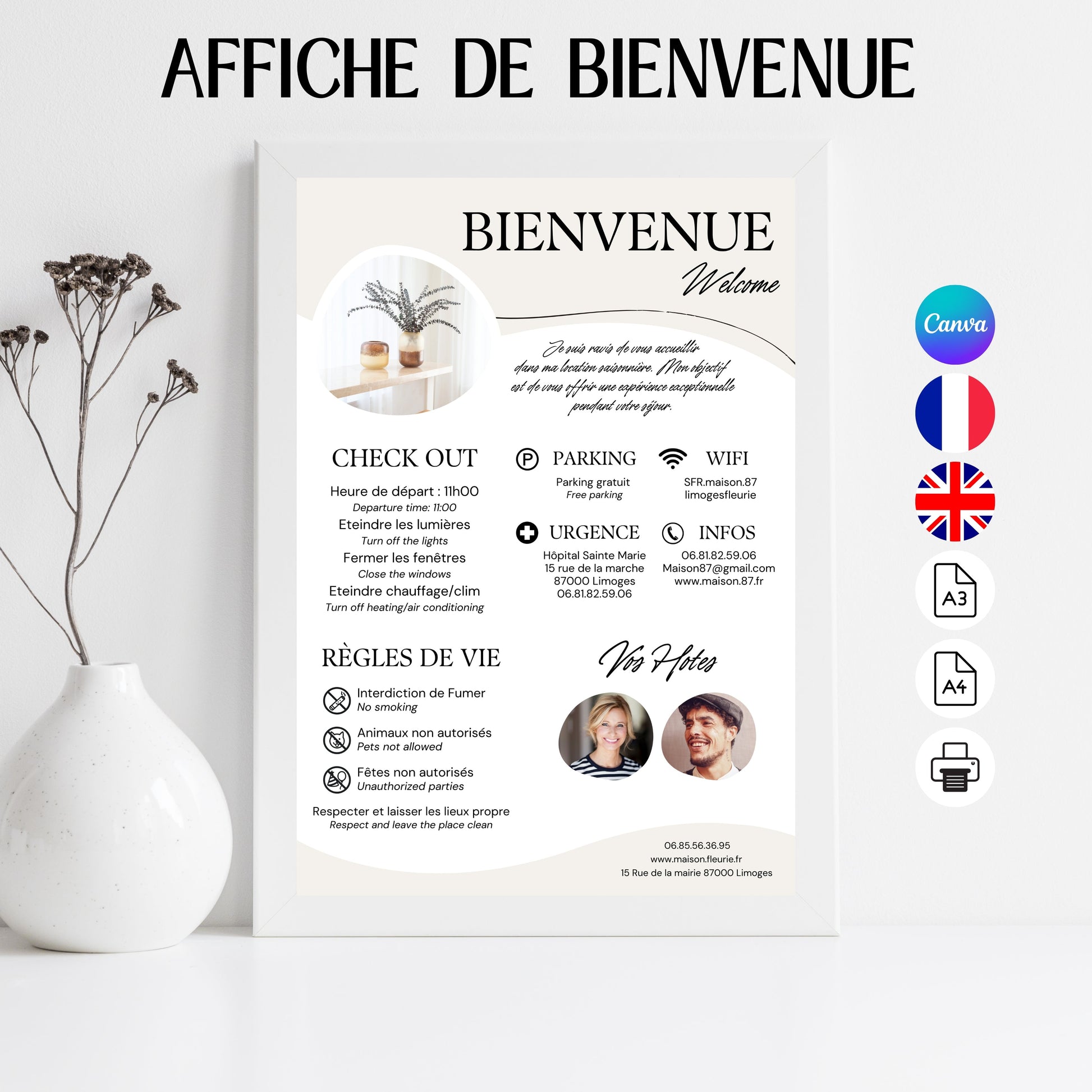 Affiche de bienvenue Design d'Audrey