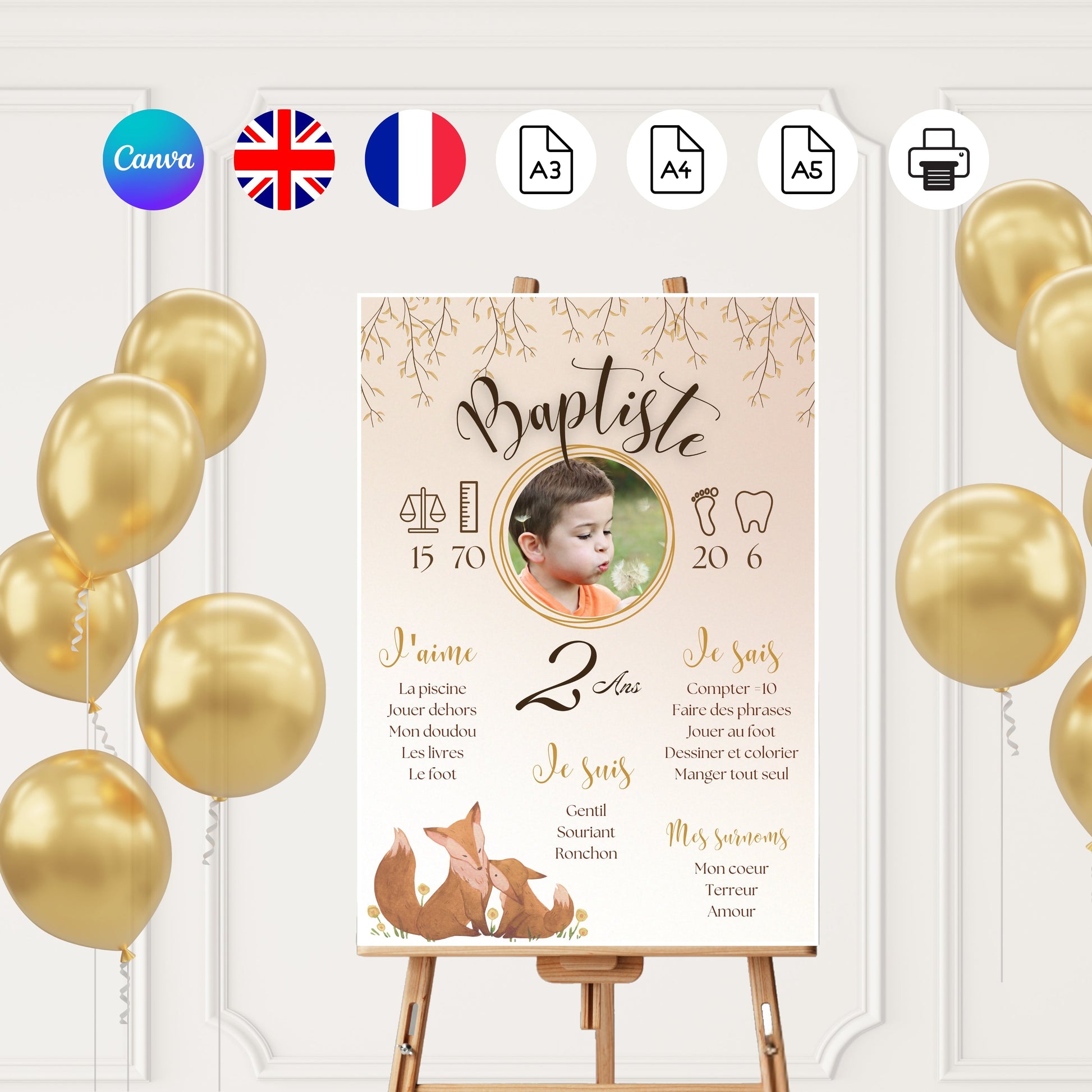 Affiche anniversaire renard Design d'Audrey