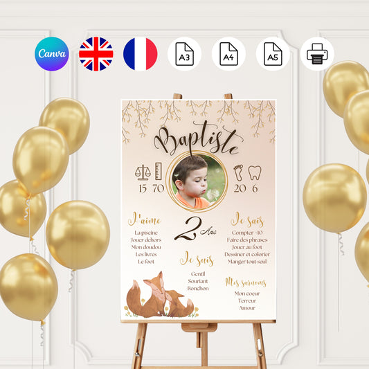 Affiche anniversaire renard Design d'Audrey