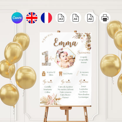 Affiche anniversaire florale Design d'Audrey