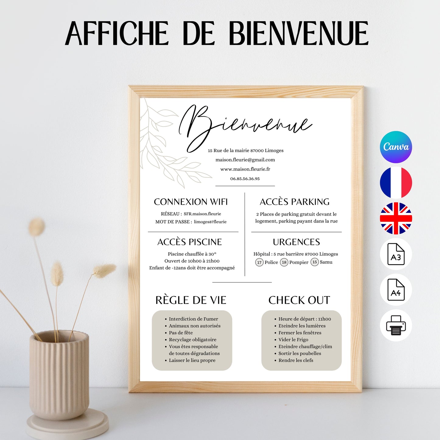 Affiche de bienvenue Design d'Audrey