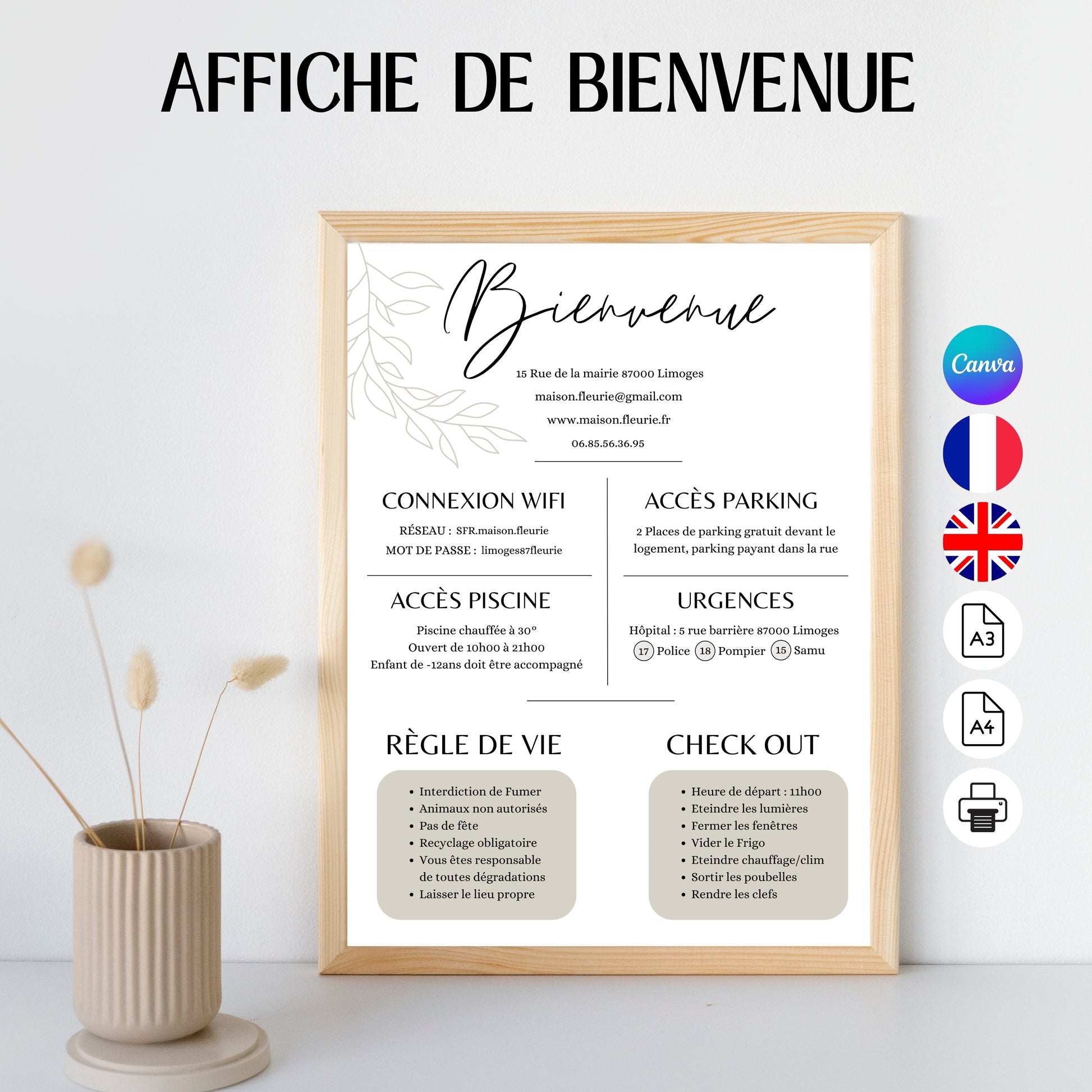 Affiche de bienvenue Design d'Audrey