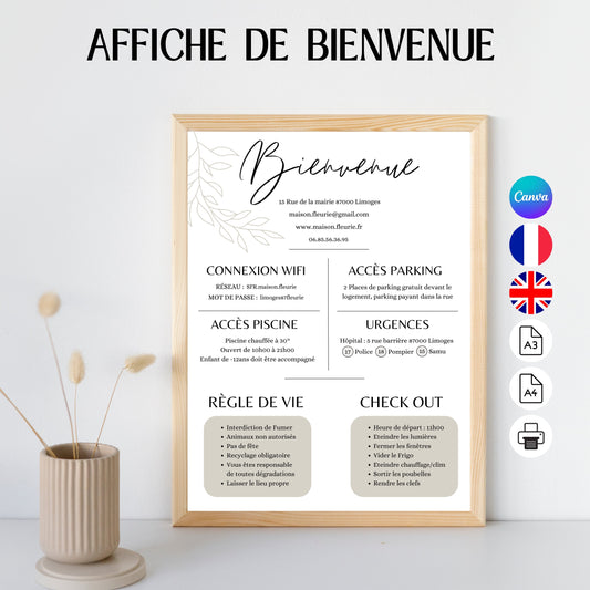 Affiche de bienvenue Design d'Audrey
