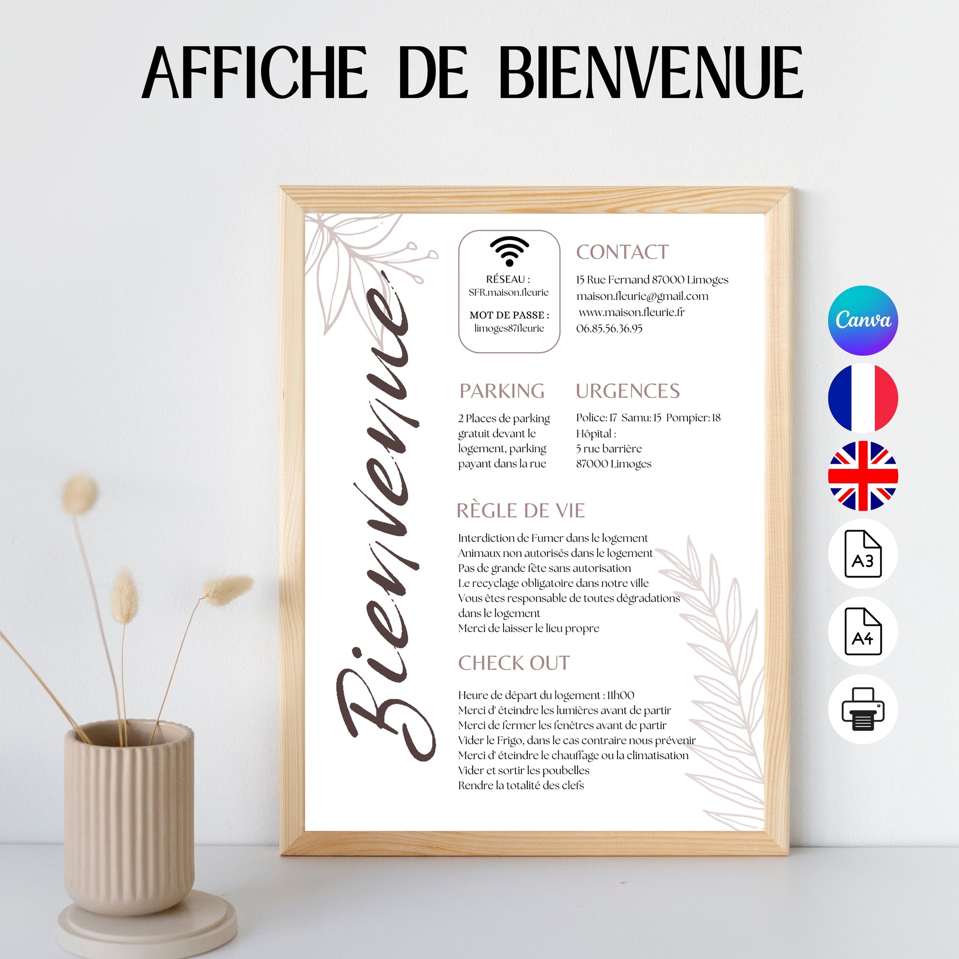 Affiche de bienvenue Design d'Audrey