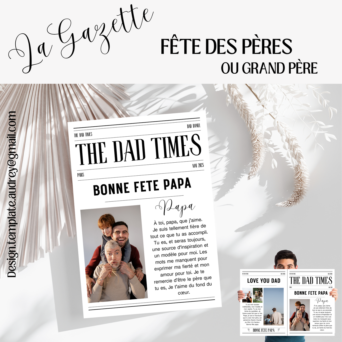 Gazette personnalisable fête des pères