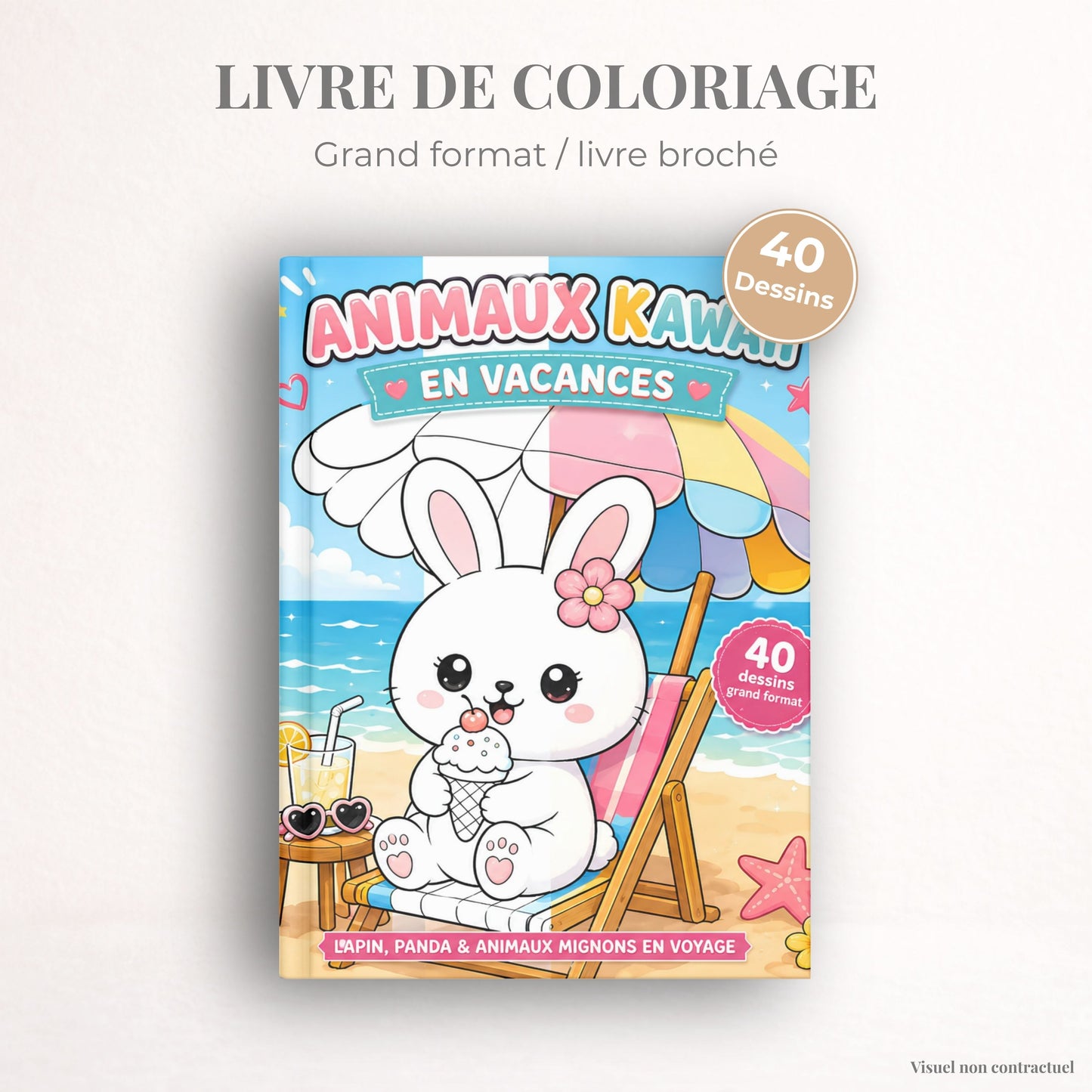 Coloriage Animaux Kawaii en Vacances