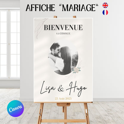 Affiche bienvenue Mariage Design d'Audrey