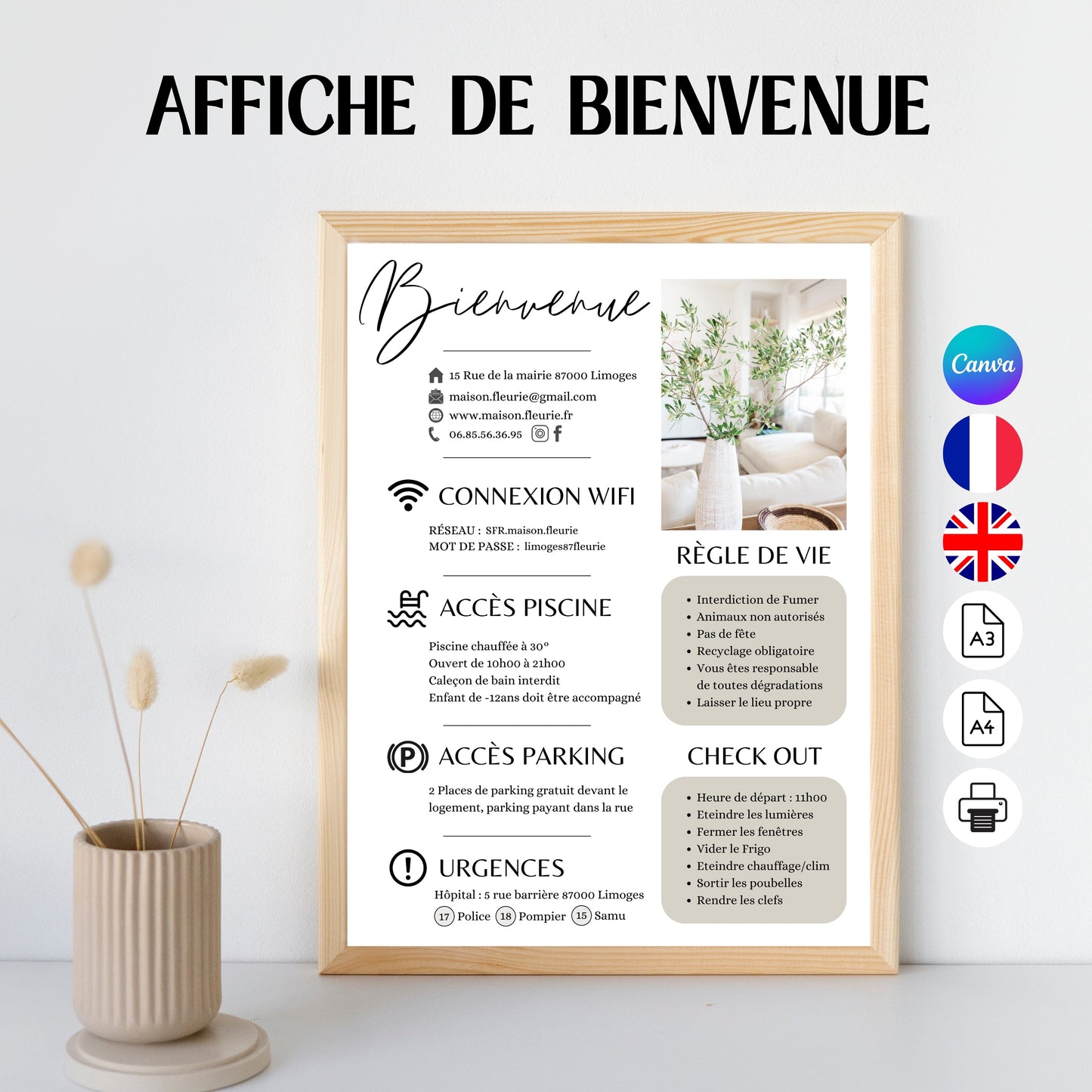 Affiche de bienvenue Design d'Audrey