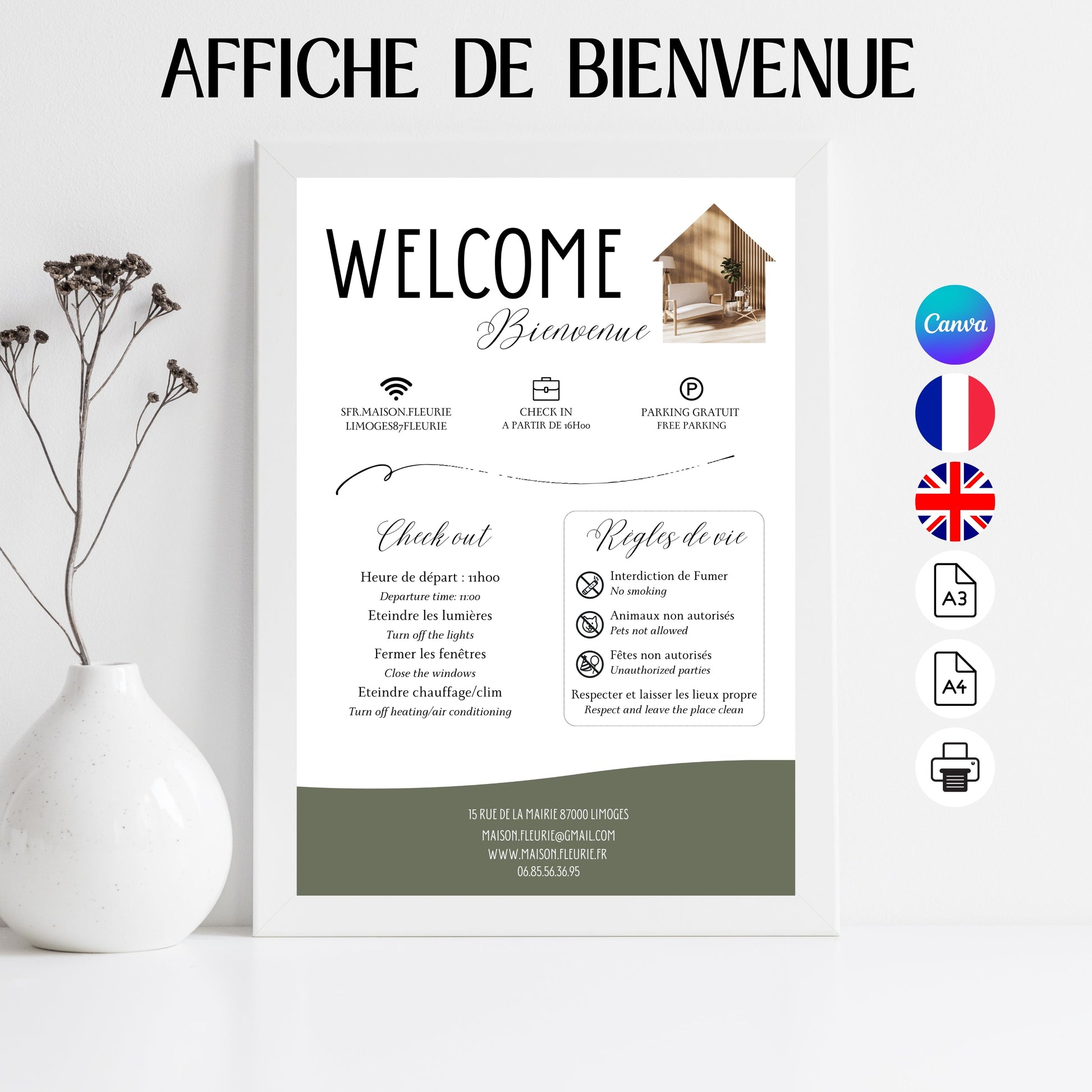 Affiche de bienvenue Design d'Audrey