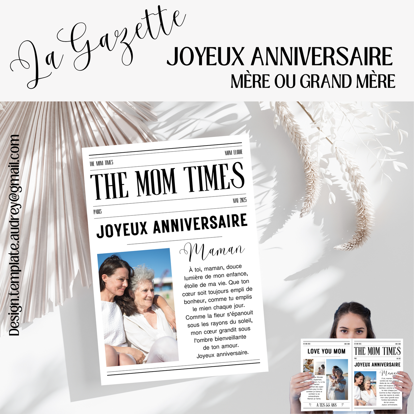 Gazette personnalisée anniversaire des mères