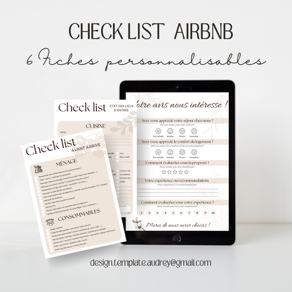 Lot check-list pour location saisonnière
