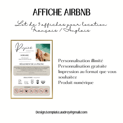 Lot 5 Affiches imprimable AIRBNB
