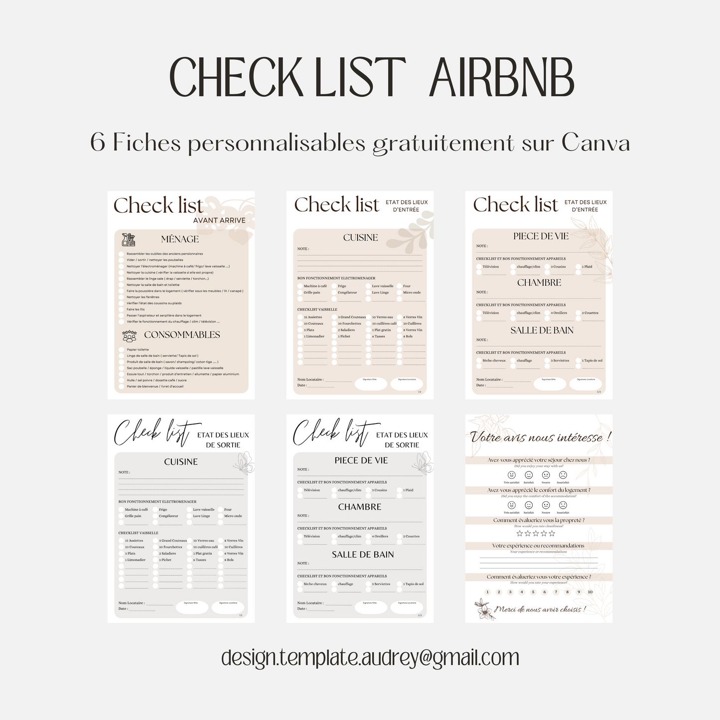 Lot check-list pour location saisonnière