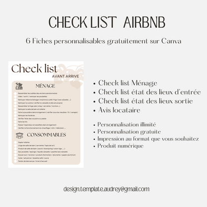 Lot check-list pour location saisonnière