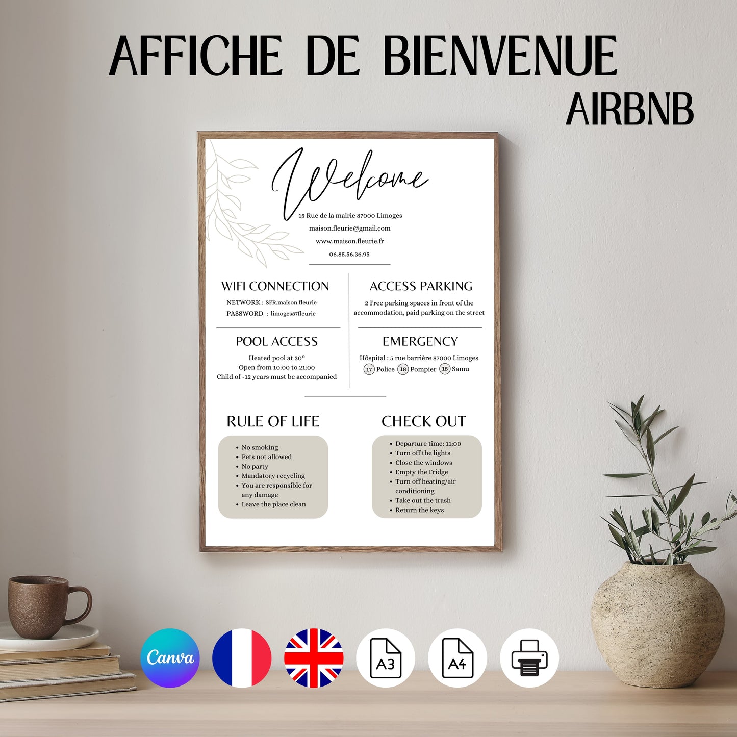 Affiche de bienvenue Design d'Audrey