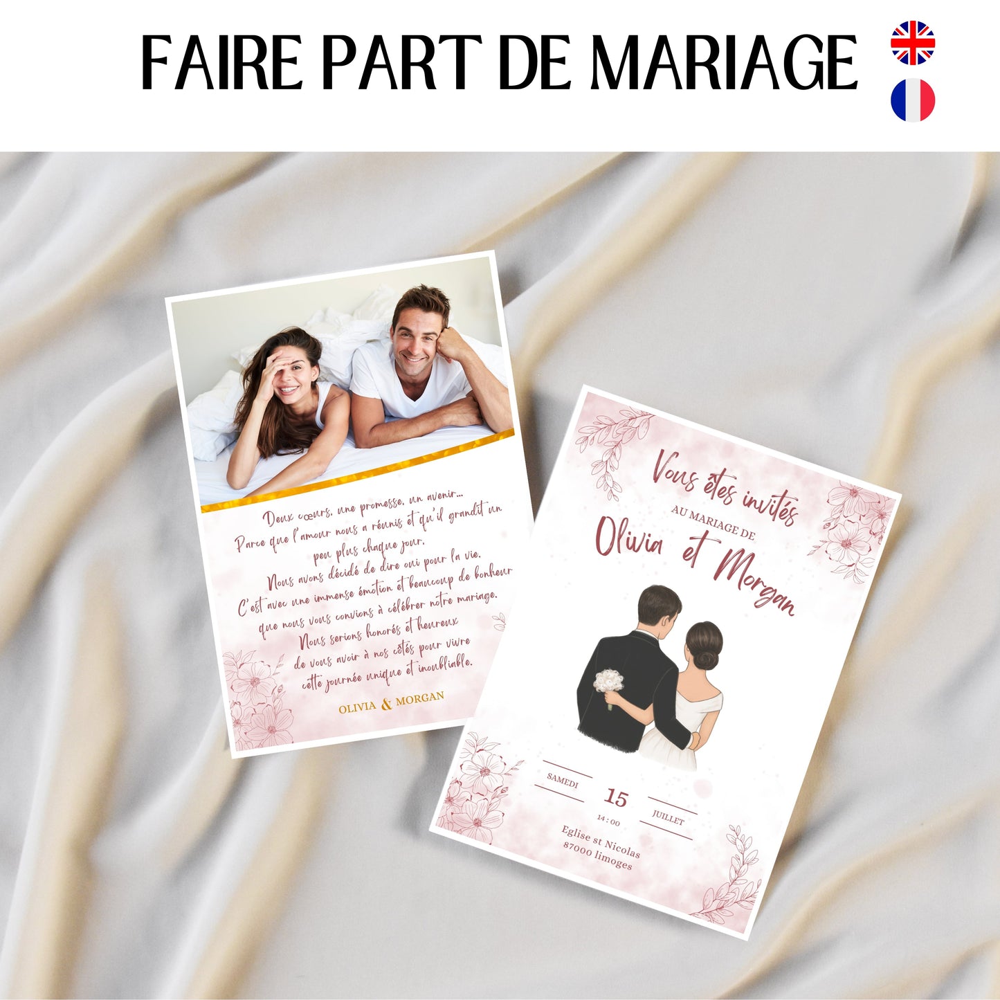 Faire-part de Mariage personnalisé Design d'Audrey