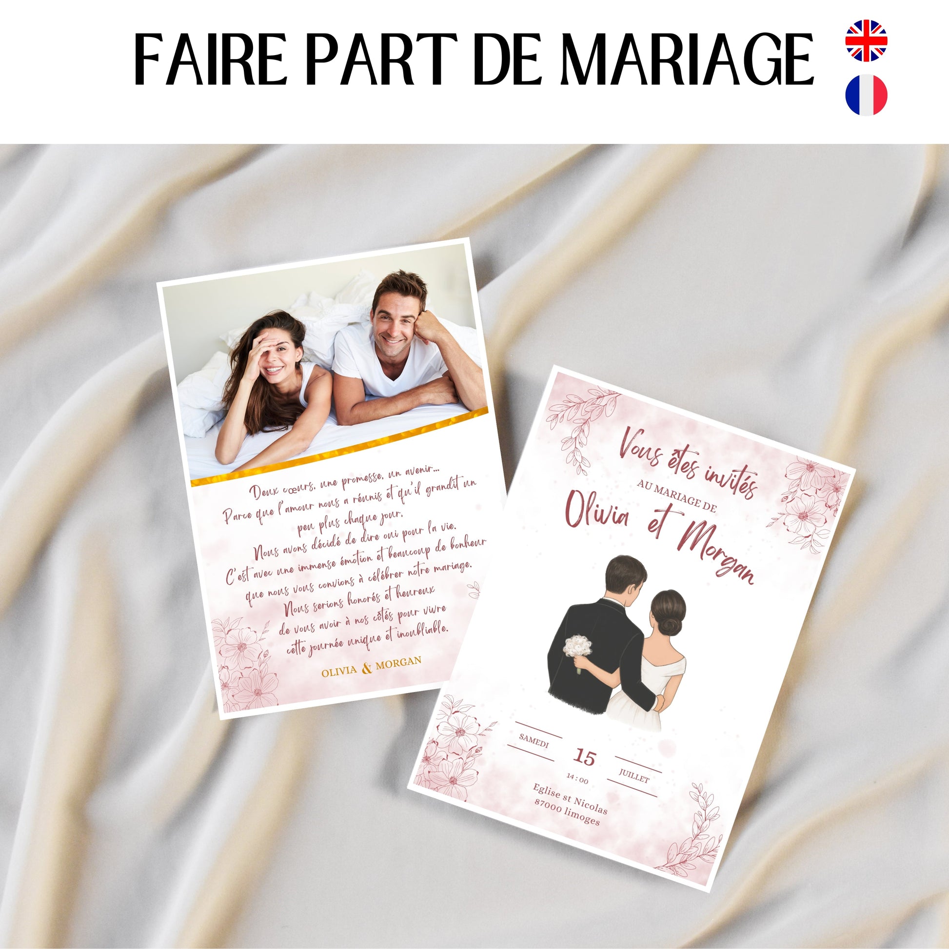 Faire-part de Mariage personnalisé Design d'Audrey