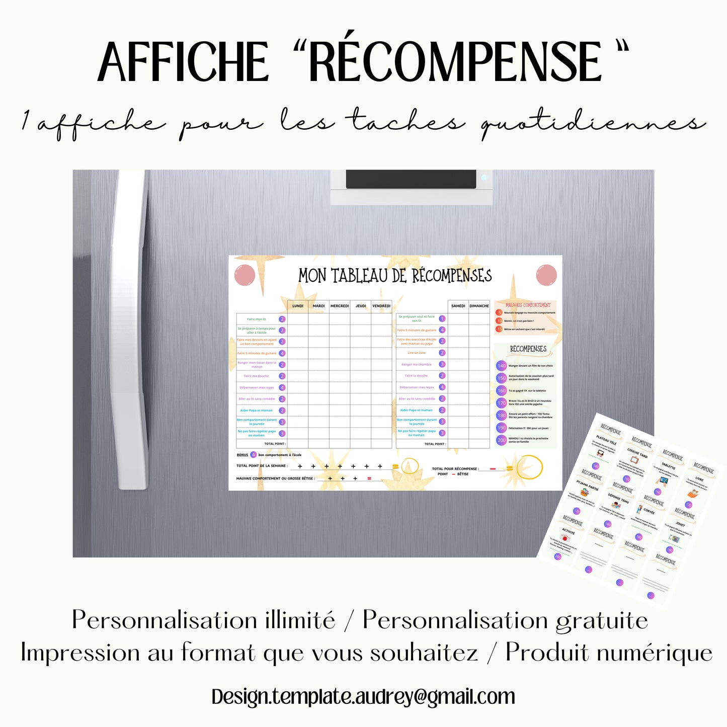 Tableau de récompense pour enfant