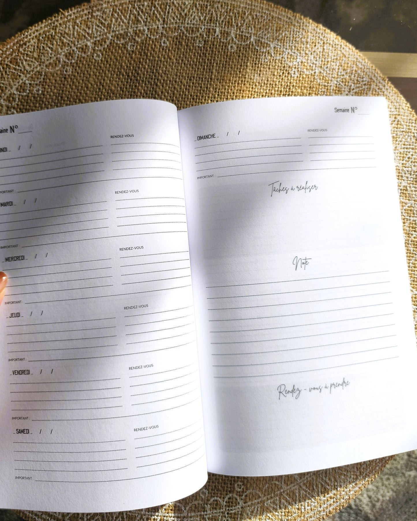 Agenda Semainier Non Daté Design d'Audrey