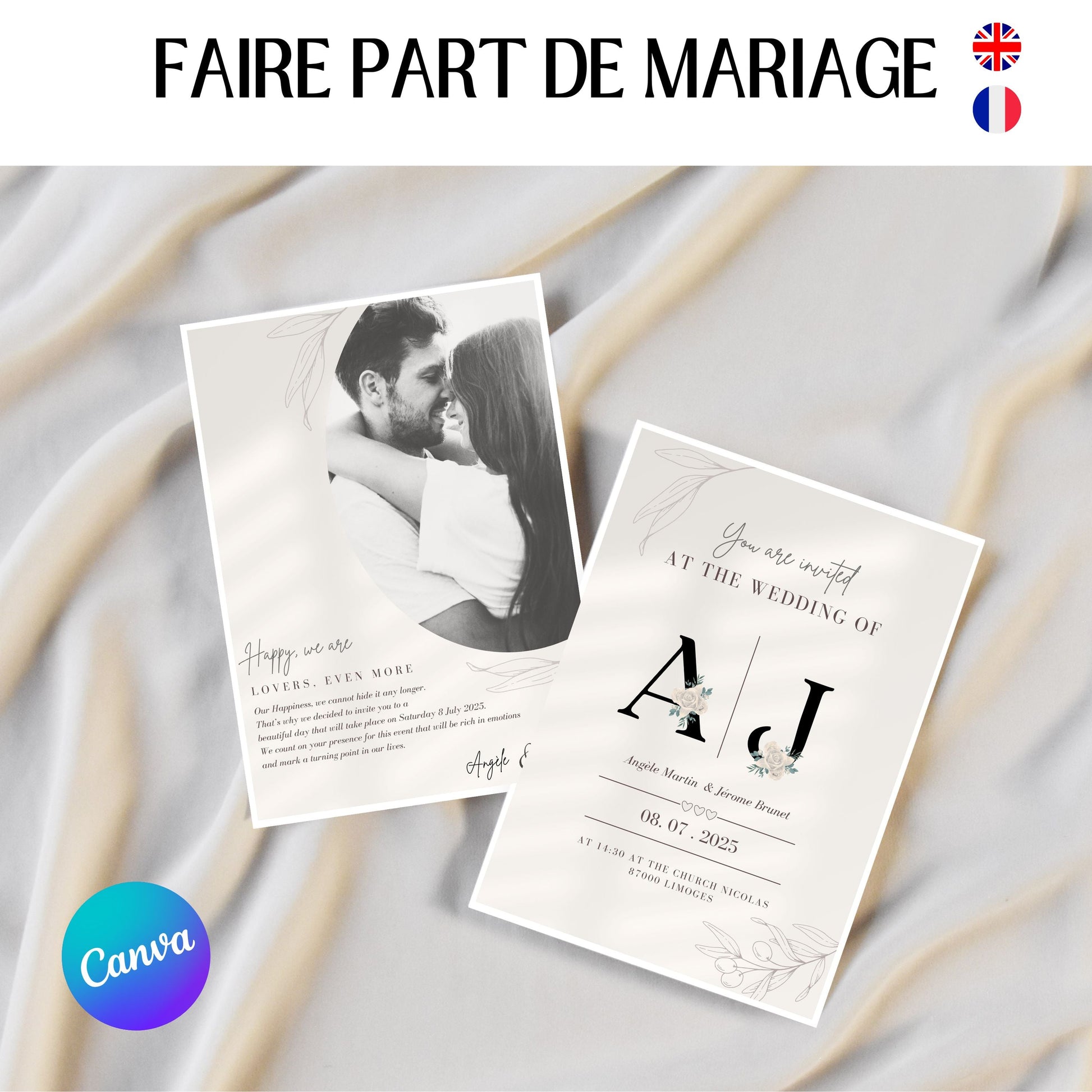 Faire-part de Mariage personnalisé Design d'Audrey