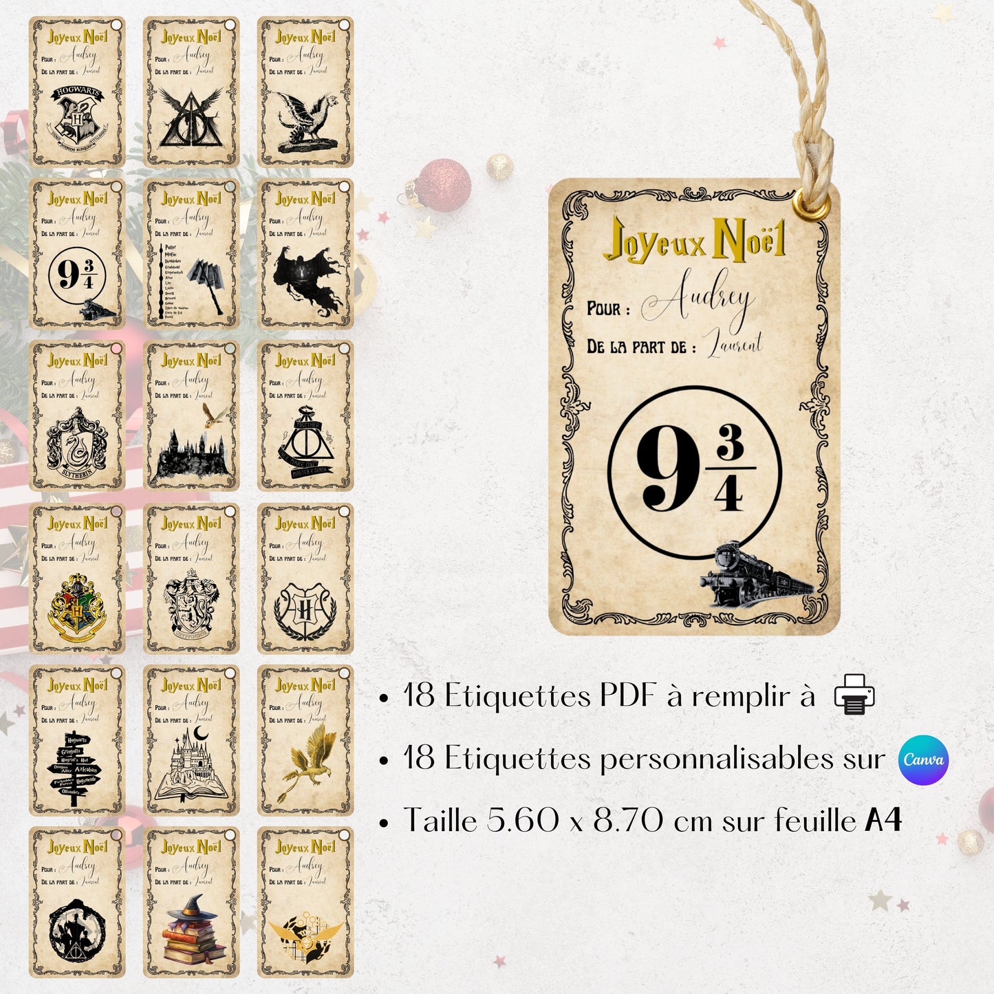 Étiquettes cadeaux Harry Potter Design d'Audrey