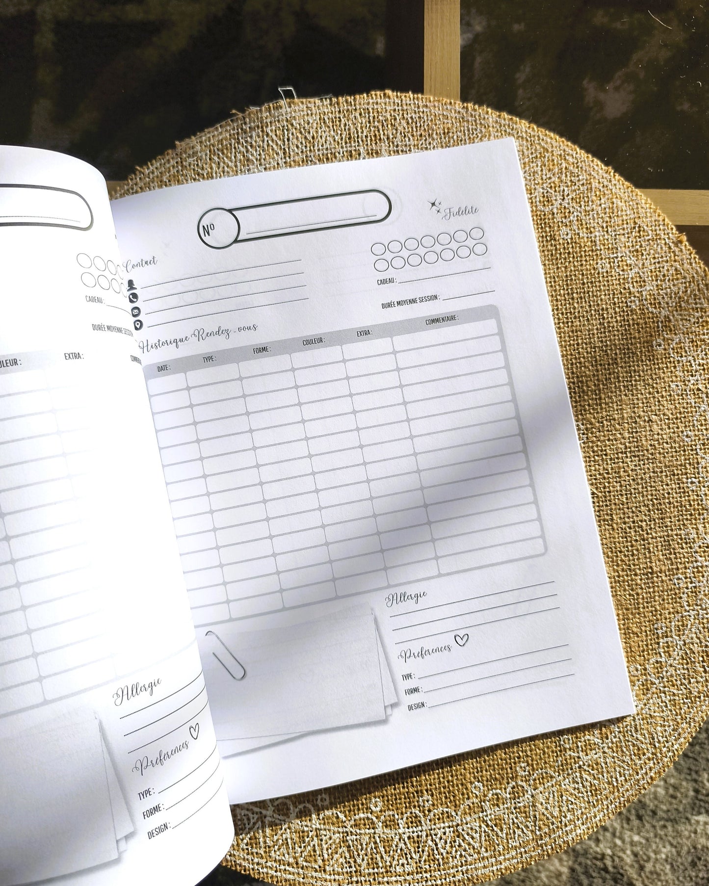 Carnet de Fiches Clientes Design d'Audrey