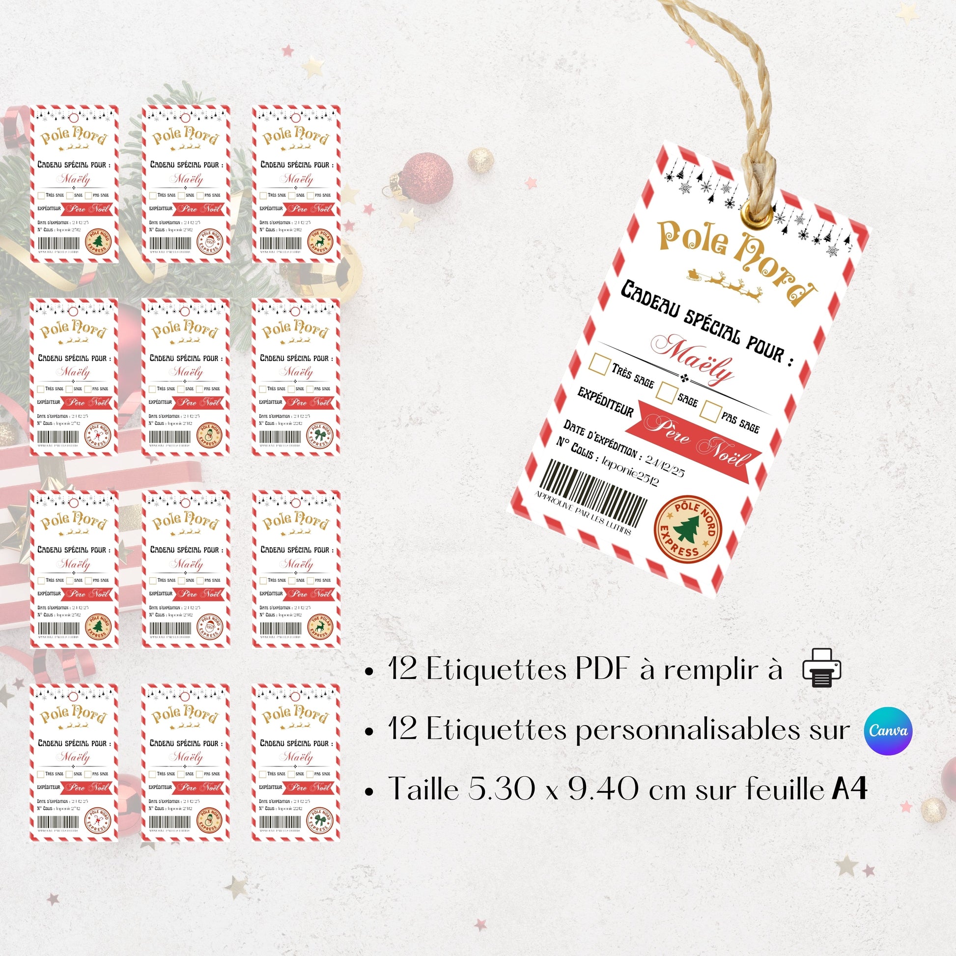 Étiquettes cadeaux de Noël Design d'Audrey