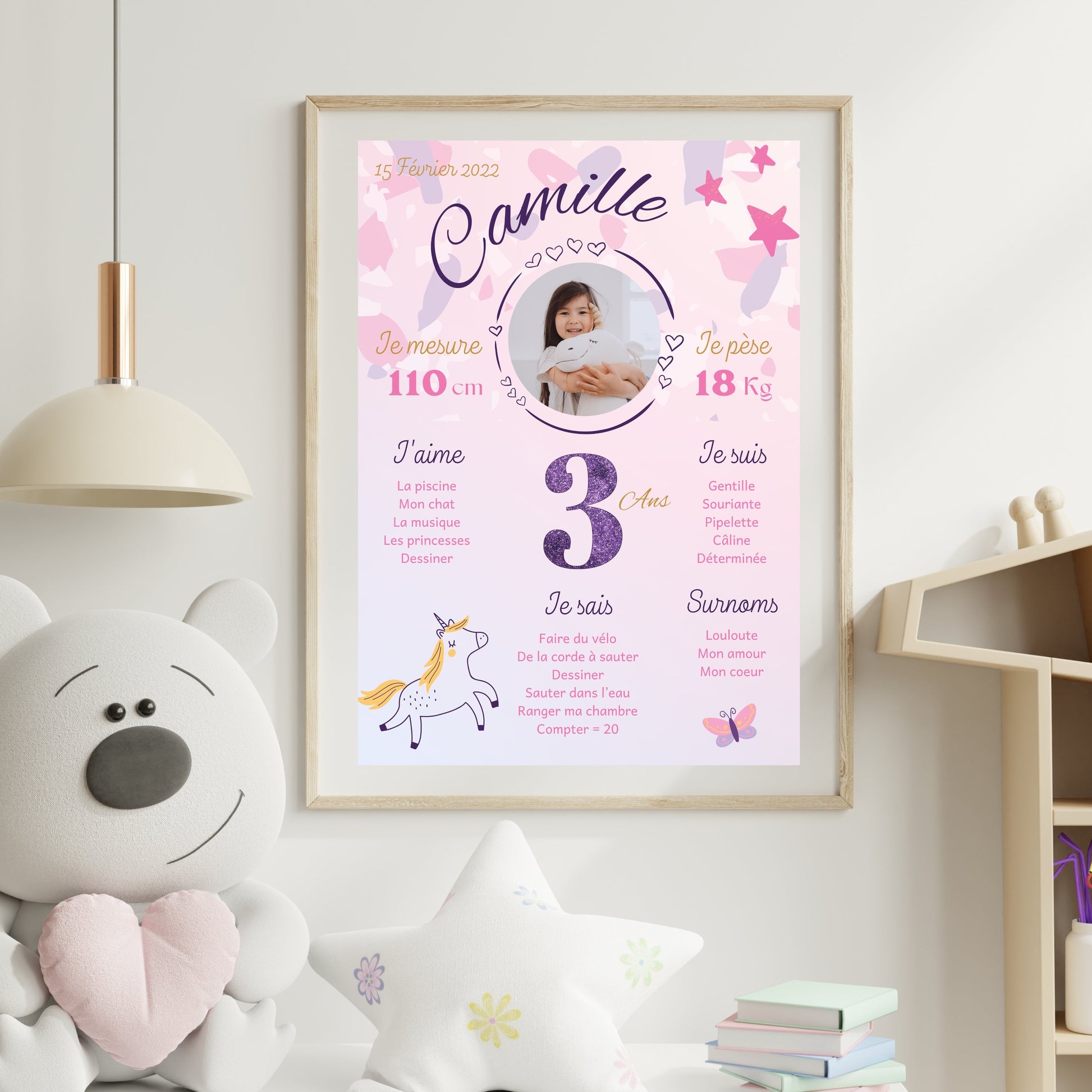 Affiche anniversaire Licorne Design d'Audrey