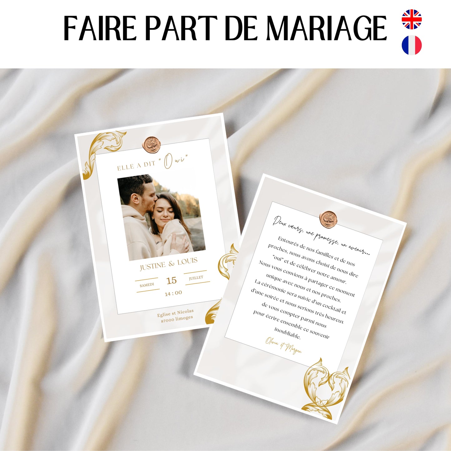 Faire-part de Mariage personnalisé Design d'Audrey
