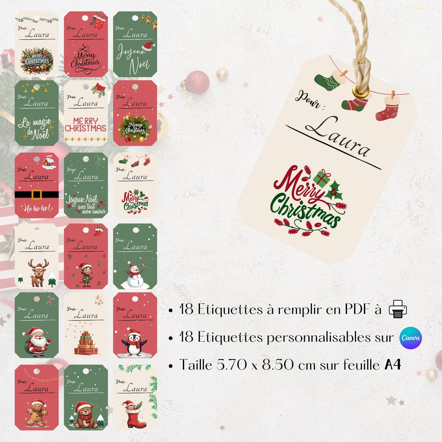 Étiquettes cadeaux de Noël Design d'Audrey