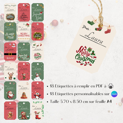 Étiquettes cadeaux de Noël Design d'Audrey
